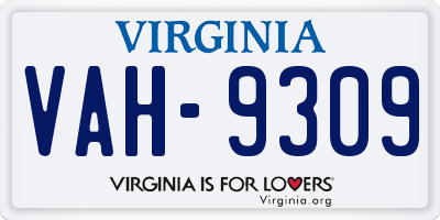 VA license plate VAH9309