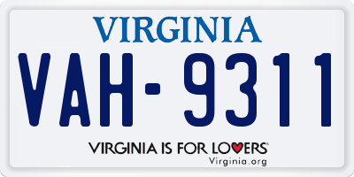 VA license plate VAH9311