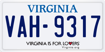 VA license plate VAH9317