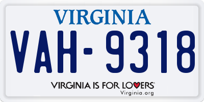 VA license plate VAH9318