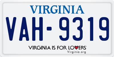 VA license plate VAH9319