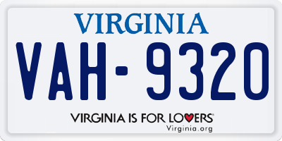 VA license plate VAH9320
