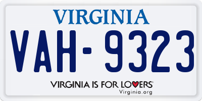 VA license plate VAH9323