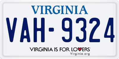 VA license plate VAH9324