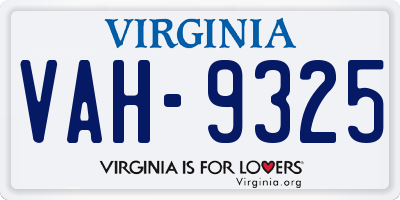 VA license plate VAH9325