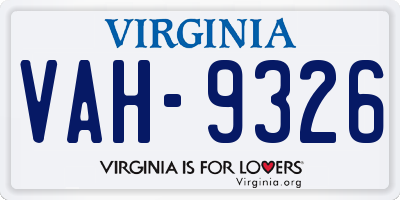 VA license plate VAH9326