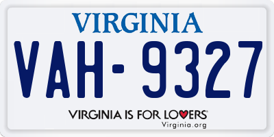 VA license plate VAH9327