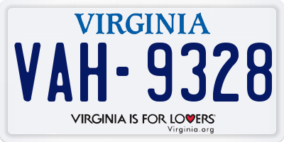 VA license plate VAH9328