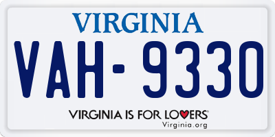 VA license plate VAH9330