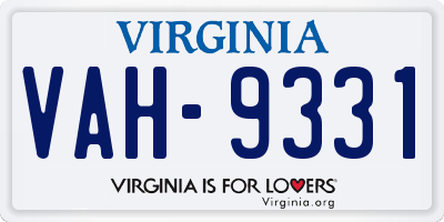 VA license plate VAH9331