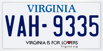 VA license plate VAH9335