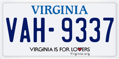 VA license plate VAH9337