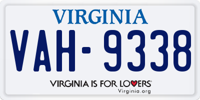 VA license plate VAH9338