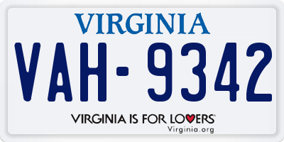 VA license plate VAH9342