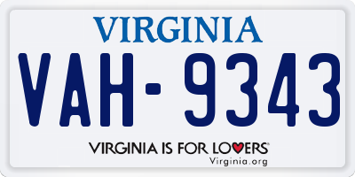 VA license plate VAH9343