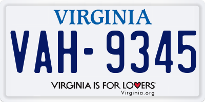VA license plate VAH9345