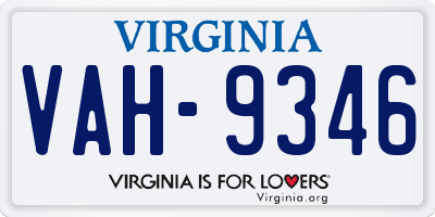 VA license plate VAH9346