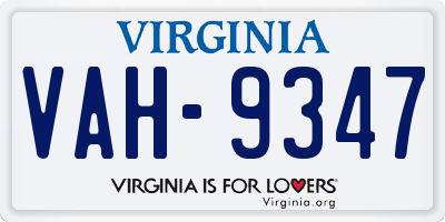 VA license plate VAH9347