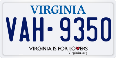 VA license plate VAH9350