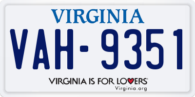 VA license plate VAH9351