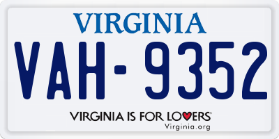 VA license plate VAH9352