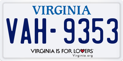 VA license plate VAH9353