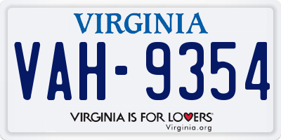 VA license plate VAH9354