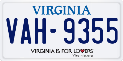 VA license plate VAH9355
