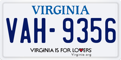 VA license plate VAH9356