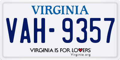 VA license plate VAH9357