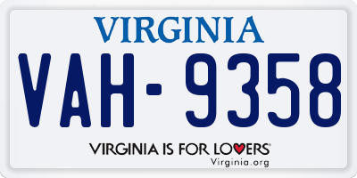 VA license plate VAH9358