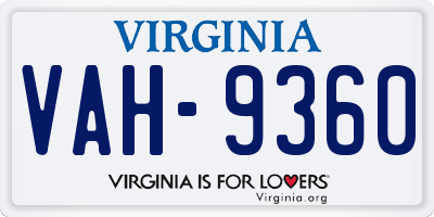 VA license plate VAH9360