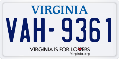 VA license plate VAH9361