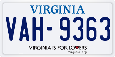 VA license plate VAH9363