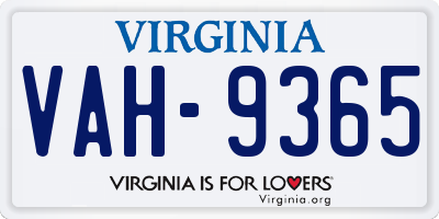 VA license plate VAH9365