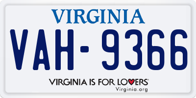 VA license plate VAH9366