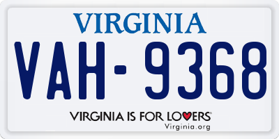 VA license plate VAH9368