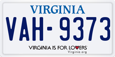 VA license plate VAH9373