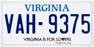 VA license plate VAH9375