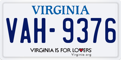 VA license plate VAH9376
