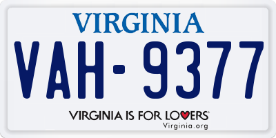 VA license plate VAH9377
