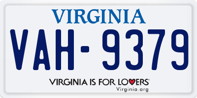 VA license plate VAH9379
