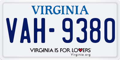 VA license plate VAH9380