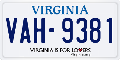 VA license plate VAH9381