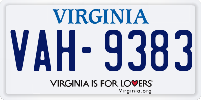 VA license plate VAH9383