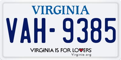 VA license plate VAH9385