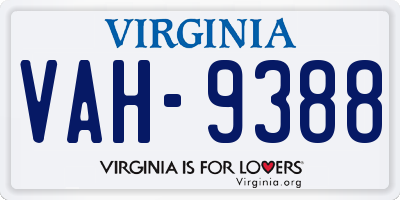 VA license plate VAH9388