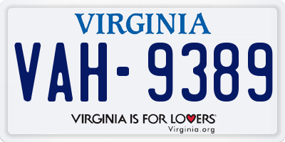 VA license plate VAH9389