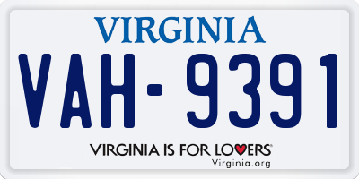 VA license plate VAH9391