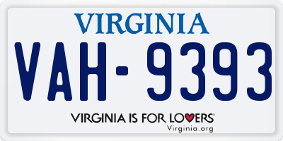 VA license plate VAH9393